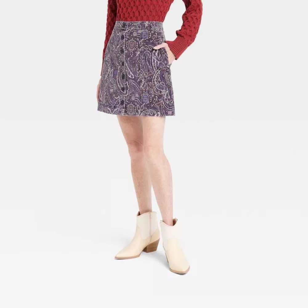 Paisley Corduroy Mini Skirt